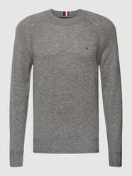 Strickpullover aus Wolle mit Label-Stitching von Tommy Hilfiger Grau - 48