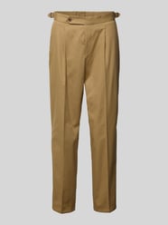 Tapered bandplooibroek van katoenmix, model 'PERINO' van BOSS Beige - 14