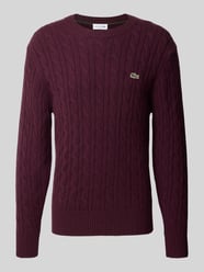 Regular fit pullover van pure wol van Lacoste Bordeaux - 29