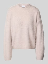 Sweter z dzianiny o kroju relaxed fit z dodatkiem wełny od Jake*s Collection Fuksjowy - 18