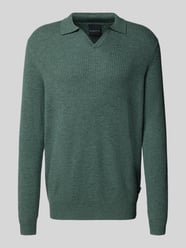 Sweter z dzianiny o kroju regular fit z kołnierzykiem polo z mieszanki wełny od bugatti - 7