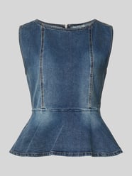 Jeansbluse mit geripptem Rundhalsausschnitt Modell 'viva' von Gestuz - 48