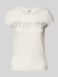 T-Shirt mit Strasssteinbesatz Modell 'KIARA' von Guess Activewear Beige - 12