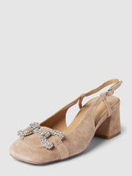 Pumps aus Leder mit Ziersteinbesatz Modell 'Carré' von ALMA EN PENA Beige - 37