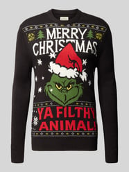 Regular Fit Strickpullover mit Motiv-Stitching Modell 'GRINCH' von Montego - 48