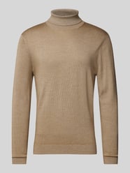 Slim Fit Strickpullover mit Rollkragen von OLYMP Level Five Beige - 43