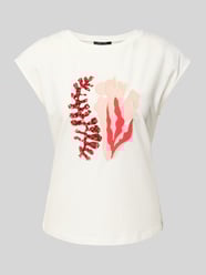 T-shirt met geribde ronde hals van comma - 15