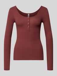 Slim Fit Langarmshirt aus Baumwoll-Mix Modell 'KITTE' von Pieces Bordeaux - 15