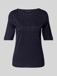 T-shirt z obszyciem ozdobnymi kamieniami i okrągłym dekoltem od Christian Berg Woman - 31