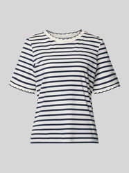 t-shirt z falistym brzegiem i okrągłym dekoltem od MORE & MORE - 33