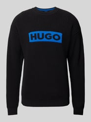 Sweter z dzianiny z wyhaftowanym logo model ‘Seylo’ od Hugo Blue - 12