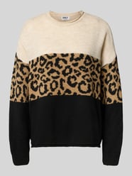 Regular Fit Strickpullover mit gerolltem Rundhalsausschnitt Modell 'JADE' von Only Beige - 33