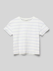 T-Shirt mit geripptem Rundhalsausschnitt von Mango Blau - 14