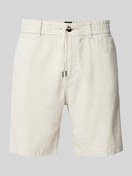 Tapered Fit Leinenshorts mit elastischem Bund von BOSS Orange Beige - 3