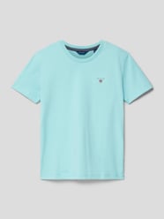 T-Shirt mit Label-Stitching Modell 'THE ORIGINAL' von Gant Türkis - 35
