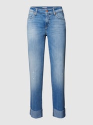Straight Fit Jeans im Used-Look Modell 'Paris' von Cambio Blau / Türkis - 20