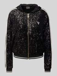 Sweatjacke mit Paillettenbesatz Modell 'MINI SEQUINS' von Guess Activewear Schwarz - 41