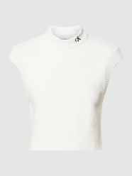 Kort gebreid shirt met col van Calvin Klein Jeans Wit - 27