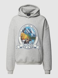 Oversized Hoodie in melierter Optik Modell 'Alaska Bear' von Qunto Grau - 4