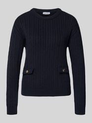 Sweter z dzianiny z prążkowanymi wykończeniami od More & More - 6