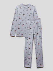 Pyjama met all-over motiefprint van Schiesser Grijs - 20