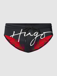 Zwembroek met labelprint, model 'LAGUNA' van HUGO Grijs / zwart - 11