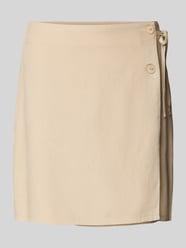 Ausgestellter Wickelrock Viskose-Leinen-Mix Modell 'CARO' von Only Beige - 3