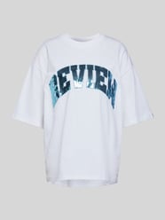 Oversized T-Shirt mit Paillettenbesatz Modell 'SEQUIN' von Review Weiß - 36