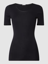 T-shirt z bawełny model ‘Cotton Seamless’ od Hanro Czarny - 21