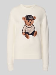 Regular Fit Strickpullover aus Viskose-Mix mit Motiv-Stitching von GUESS - 37
