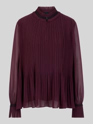 blouse met lange mouwen met kraag met ruches Cut Out van Marc Cain Bordeaux - 47