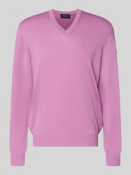 Strickpullover aus Schurwolle mit V-Ausschnitt von MAERZ Muenchen Pink - 15