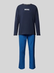 Pyjama mit Label-Print Modell 'Easy' von BOSS Blau - 42