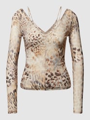 Shirt met lange mouwen en all-over dierenprint van Guess Bruin - 17