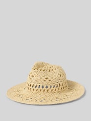 Strohhut mit Label-Detail Modell 'Fedora Boho' von Loevenich Beige - 13