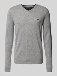 Gebreide pullover met V-hals van Fynch-Hatton Grijs / zwart - 30