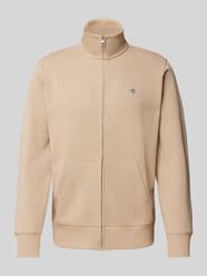 Regular Fit Sweatjacke mit Label-Stitching von Gant Beige - 28