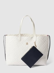 Torba shopper z wytłoczonym logo na całej powierzchni model ‘ICONIC’ od Tommy Hilfiger Biały - 17
