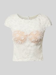 T-Shirt mit Perlen und Rundhalsausschnitt von LUXUAR FASHION - 21