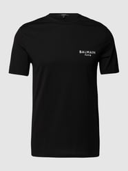 T-Shirt mit Label-Stitching von Balmain Grau / Schwarz - 32