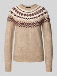 Pullover mit kontrastierendem Rundhalsmuster von VERO MODA Beige - 10
