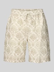 Korte broek van linnenmix in all-over look van bugatti Beige - 35