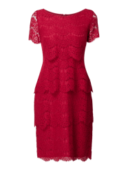 Cocktailkleid im Stufen-Look mit floralem Zierborten von Vera Mont Rot - 34