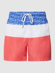 Slim fit zwembroek in colour-blocking-design van Tommy Hilfiger Rood - 1