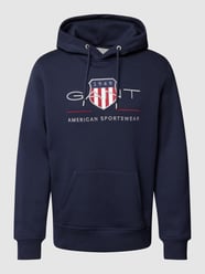 Hoodie mit Label-Stitching und Känguru-Tasche von Gant Blau - 14