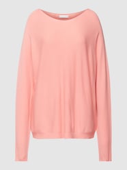 Sweter z dzianiny o kroju oversized z dekoltem w łódkę od Rich & Royal Różowy - 43