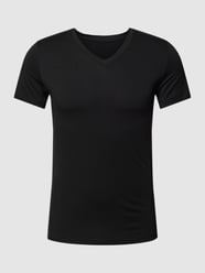 T-shirt z dekoltem w serek od HOM Czarny - 15