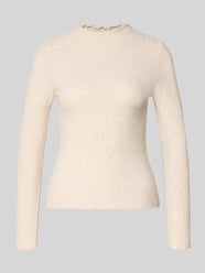 bluzka z długim rękawem w kroju slim fit z dodatkiem wiskozy model 'EMMA' od ONLY - 4
