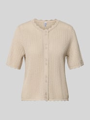 Regular Fit Strickjacke aus reiner Baumwolle Modell 'SCOUT' von PIECES Beige - 6
