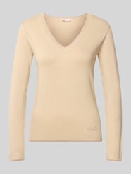 Slim Fit Longsleeve aus Viskose-Mix mit V-Ausschnitt von Liu Jo White Beige - 7
